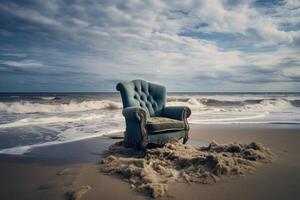 ai generato protettivo spiaggia sedie. creare ai foto