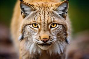 ai generato magnifico lince animale gatto avvicinamento. creare ai foto