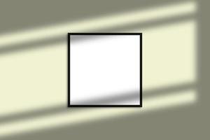 mockup di cornice per foto quadrata nera con sovrapposizione di ombre e sfondo di colore pastello
