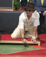 Johnny depp stampato a mano e impronta alimentare cerimonia per Johnny depp Grauman's Cinese Teatro los angeles, circa settembre 16, 2005 foto