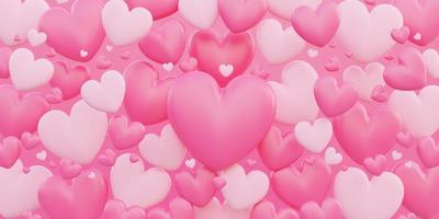 giorno di san valentino, concetto di amore, sfondo di sovrapposizione a forma di cuore 3d