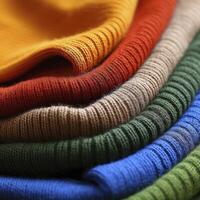 ai generato maglione di base stile Multi colore mucchio su collare maglione foto