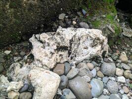 vicino su Visualizza e sfondo di strano modelli di rocce nel un' montagnoso la zona prese durante sci di fondo viaggio nel sulawesi, Indonesia. foto