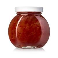 bicchiere vaso con marmellata isolato foto