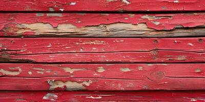 ai generato di legno rustico sfondo con pelato rosso dipingere. foto