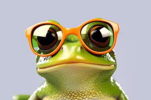 ai generato ritratto di rana nel occhiali da sole. ai generato foto