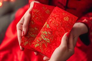 ai generato i soldi nel rosso buste per essere distribuito per bene fortuna durante Cinese nuovo anno foto
