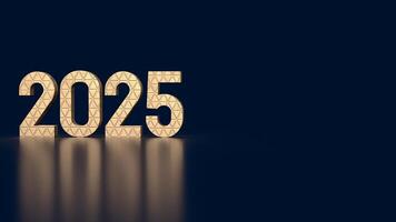 il oro numero 2025 per nuovo anno o celebrazione concetto 3d resa. foto