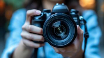 ai generato donna assunzione un' foto con telecamera