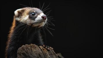 ai generato sbalorditivo natura fotografia cattura il essenza di un' furetto nel un' travolgente ritratto, ai generato. foto