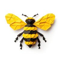 ai generato colorato origami ape, unico carta poligono opera d'arte, ideale animale domestico concetto, ai generato foto