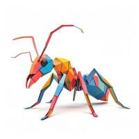 ai generato colorato origami formica, unico carta poligono opera d'arte, ideale animale domestico concetto, ai generato foto
