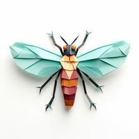 ai generato colorato origami volare, unico carta poligono opera d'arte, ideale animale domestico concetto, ai generato foto