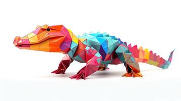 ai generato colorato origami alligatore, unico carta poligono opera d'arte, ideale animale domestico concetto, ai generato foto