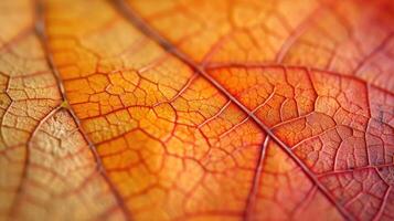 ai generato dettagliato macro tiro di autunno le foglie in mostra struttura e vena modelli, ai generato foto