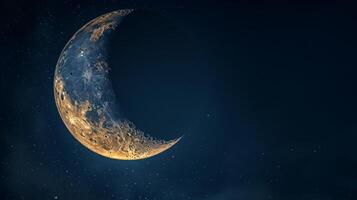 ai generato travolgente visualizzazioni di il mezzaluna Luna segnalazione il inizio di il benedetto mese di Ramadan foto