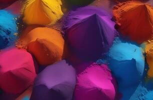 ai generato superiore Visualizza di colorato polvere vernici per indiano holi Festival foto
