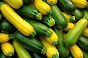 ai generato verde e giallo zucchine sfondo foto