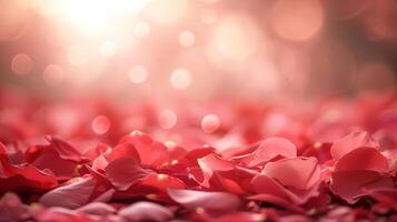 ai generato un' romantico foto pieno con a cascata petali, la creazione di un atmosfera di senza tempo amore