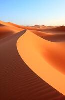 ai generato sabbia onda è soffiato a partire dal uno individuare nel il dune di namibia sabbia foto