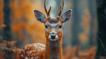 ai generato cerbiatto nel autunno foresta foto