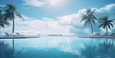 ai generato il nuoto piscina di lago tiki Maldive foto