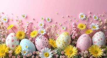 ai generato un' confine pieno di Pasqua uova, fiori foto