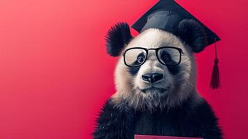 ai generato accademico panda con libro concettuale ritratto foto