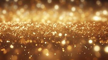 ai generato d'oro splendore particella astratto bokeh sfondo fotorealistico 3d rendere foto