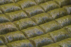 Turco baklava con pistacchio tradizionale ottomano caramella dolce foto