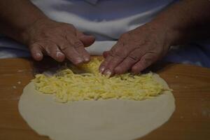 pancake gozleme con formaggio e erba tradizionale Turco cibo foto