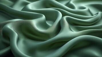 ai generato verde seta tessuto sfondo. il lussuoso tessuto strutturato è molto realistico e dettagliato. foto