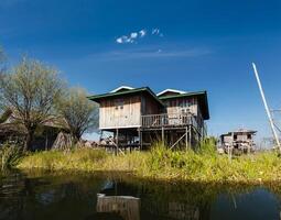 su palafitta case, inle laghi, Myanmar foto