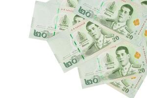 mucchio di nuovo 20 tailandese baht banconote. attività commerciale e finanza concetto. foto