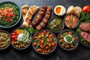 ai generato Ramadan iftar pasto idee pubblicità cibo fotografia foto