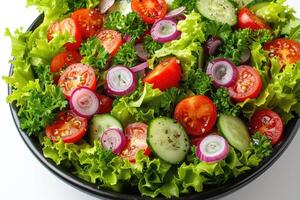 ai generato misto verdure insalata isolato cucina tavolo professionale pubblicità cibo fotografia foto