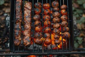 ai generato delizioso grigliato carne con verdure professionale pubblicità cibo fotografia foto