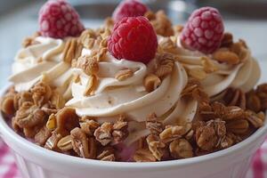 ai generato prima colazione superfood salutare Yogurt professionale pubblicità cibo fotografia foto
