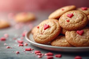 ai generato cuore cioccolato biscotti volante nel il aria professionale pubblicità cibo fotografia foto