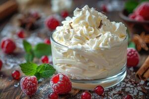 ai generato prima colazione superfood salutare Yogurt professionale pubblicità cibo fotografia foto