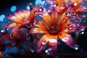 ai generato macro foto di un' fiore nel gocce di acqua. astratto sfondo per gadget. generato di artificiale intelligenza