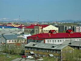 salekhard città, a due piani case nel un' Residenziale la zona di il città. Siberia è un' yamal. foto