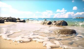 ai generato spiaggia scena nel estate foto