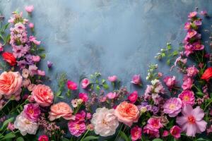 ai generato bellissimo carta con fiori per Congratulazioni su Da donna giorno su marzo 8 con abbondanza di spazio per testo foto