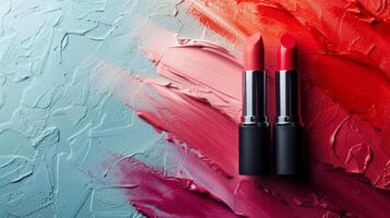 ai generato bellissimo moda sfondo per rossetto pubblicità foto