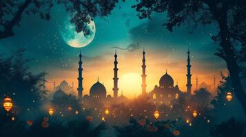 ai generato bellissimo sfondo per Ramadan festa pubblicità foto