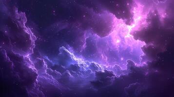 ai generato descrivendo un astratto viola notte cielo e nuvole sfondo. foto