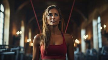 ai generato un' fitness appassionato utilizzando resistenza bande per rafforzare e tono loro muscoli foto