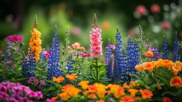 ai generato in mezzo un' giardino di vivace colori, sua risata riempimenti il aria, un' celebrazione di il stagione foto