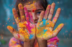 ai generato colore e divertimento di holi durante il santo mese di uttar Pradesh foto